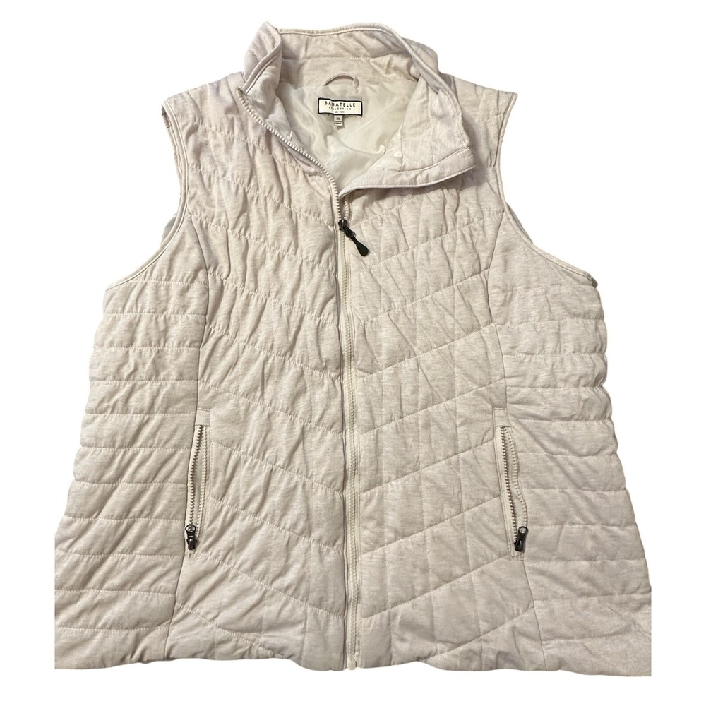 Bagatelle Cream Puffer Style Vest Womens 2X Chevron Quilted Lightweight Spring